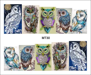 1 Sheet Nail MT30 Full Cover Owl On Tree Cartoon Cute Nail Art Water Transfer Sticker Decal For Nail Art Tattoo DIY Nail Tool