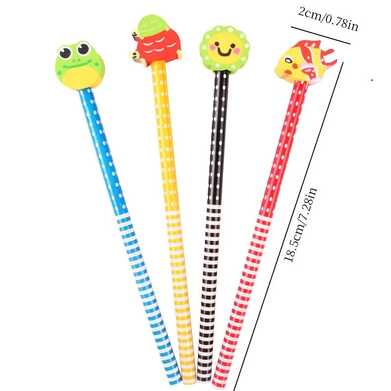 10 Black Cartoon Patterned Pencils Fun Stationery Gifts for Students