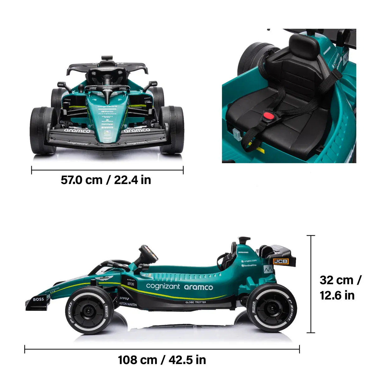 2025 Licensed Aston Martin F1 Car 12V Ride On Car 1 Seater For Kids | 1 Seater | LED Lights | Remote | Music | Ages 3-8