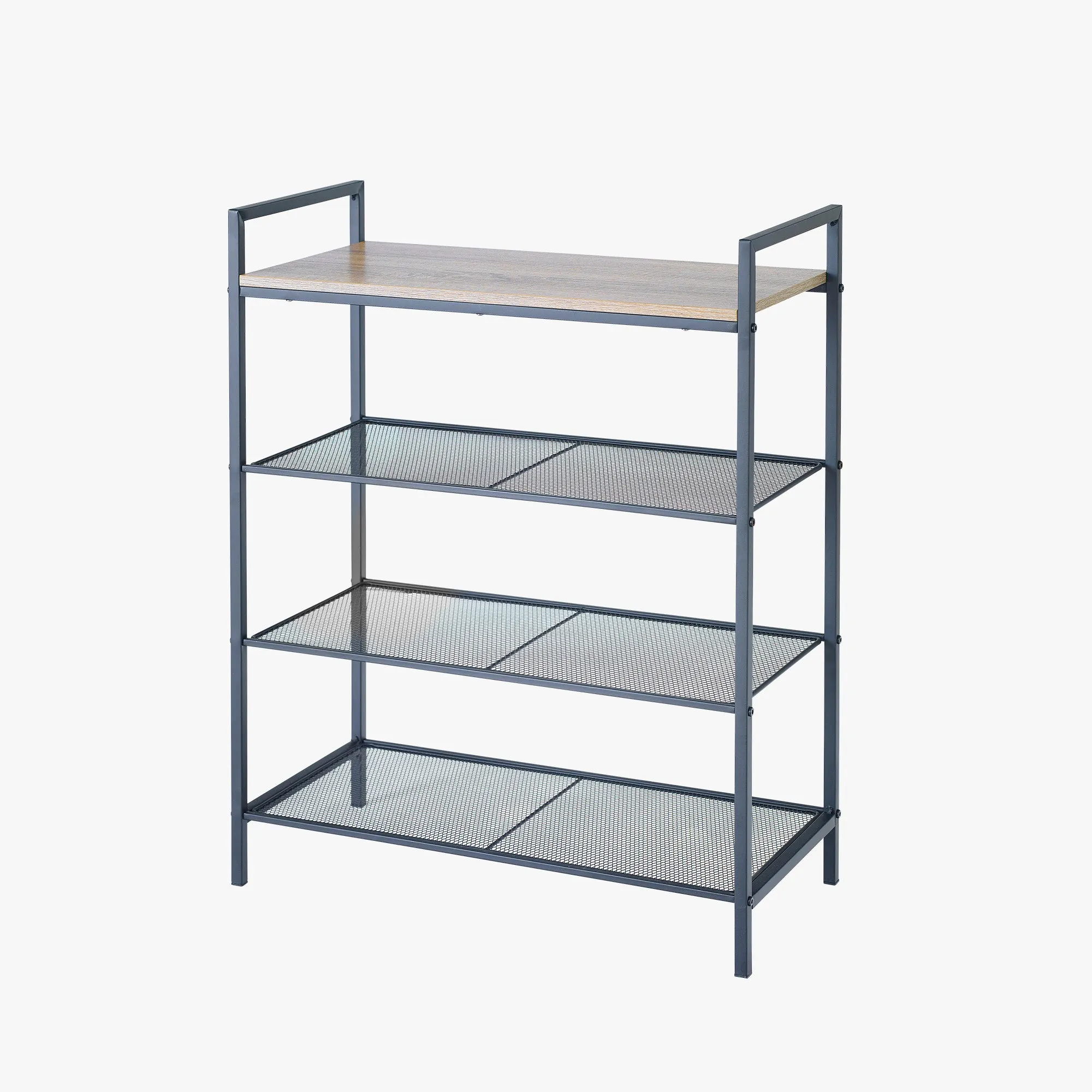 4-Tier Shelf Storage with Wood Grain Top