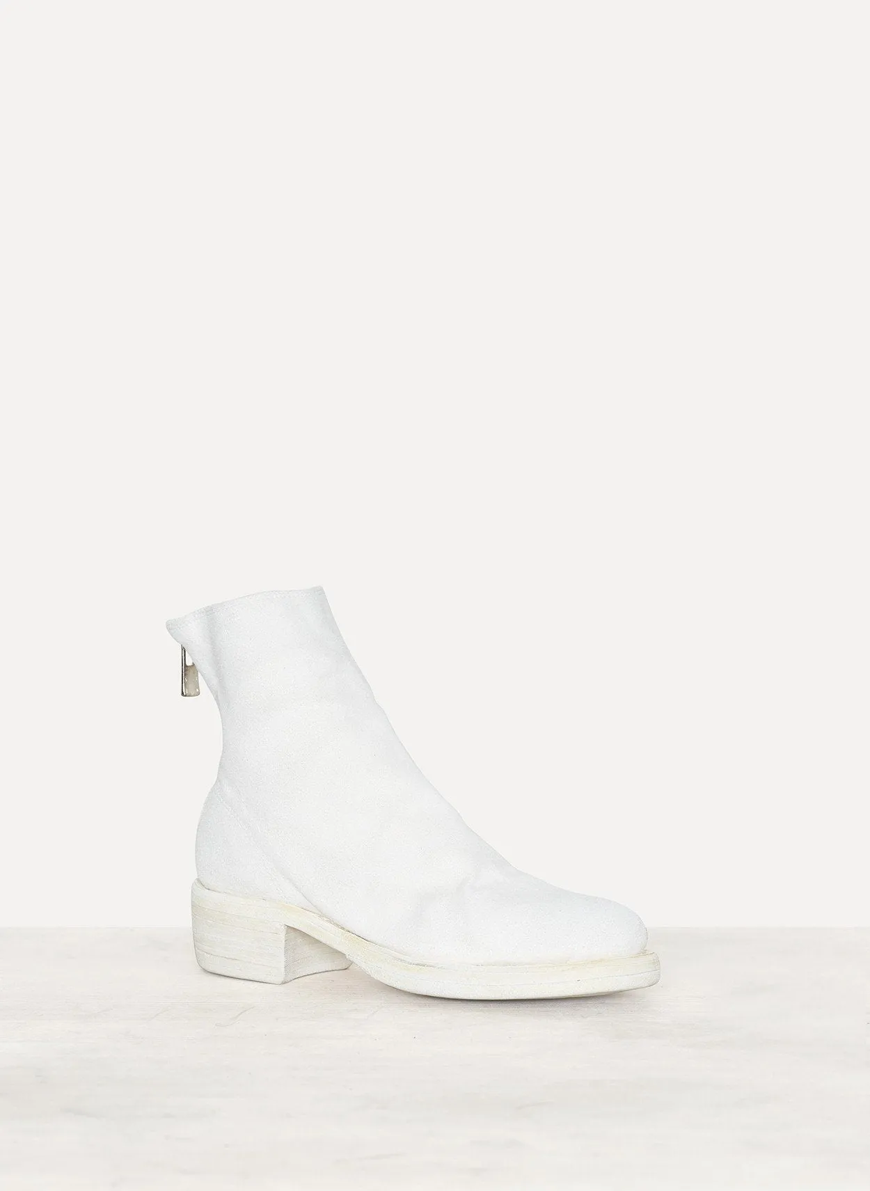 796Z Off White Baby Calf Reverse Back Zip Boots