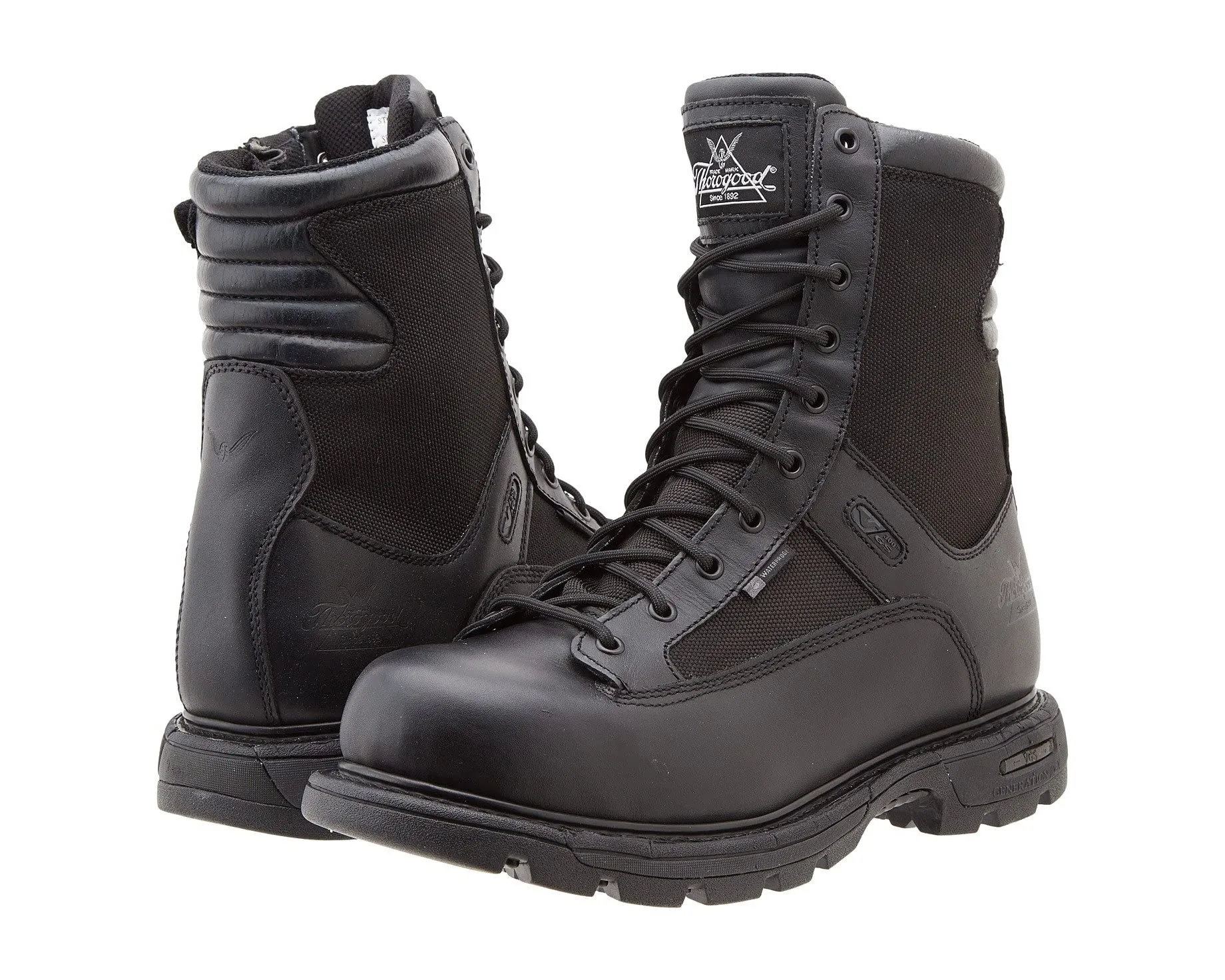 8 Inch Trooper Side Zip Thorogood Boots, Black