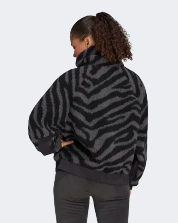 Adidas Hyperglam Fleece Zebra Women Sportswear Jacket Black/Grey Hy1030