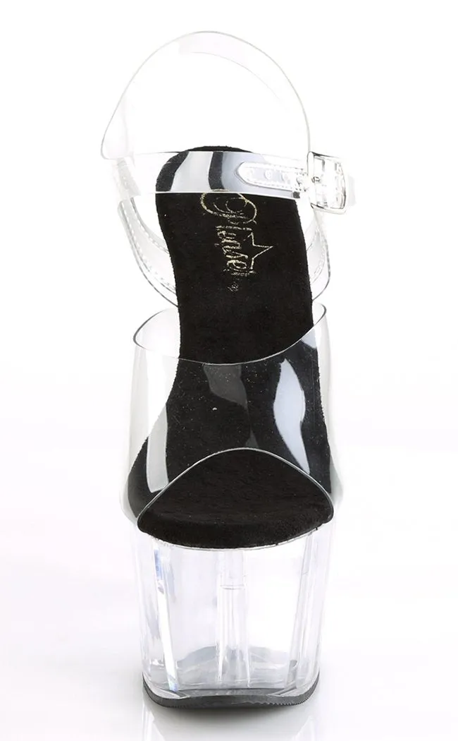 ADORE-708 Clear & Black Platform Heels [In Stock]