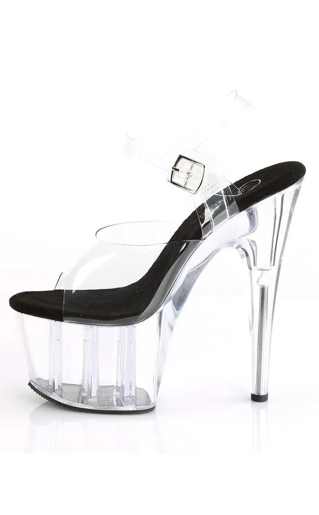 ADORE-708 Clear & Black Platform Heels [In Stock]