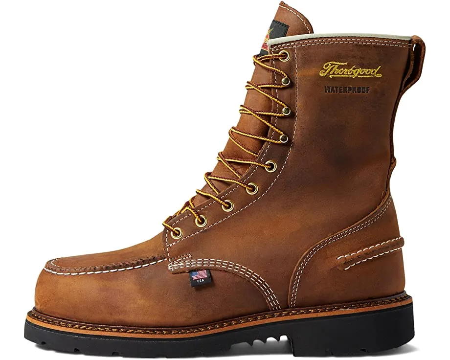 American Heritage 8" Moc Toe Safety Waterproof Thorogood Boots, Crazy Horse