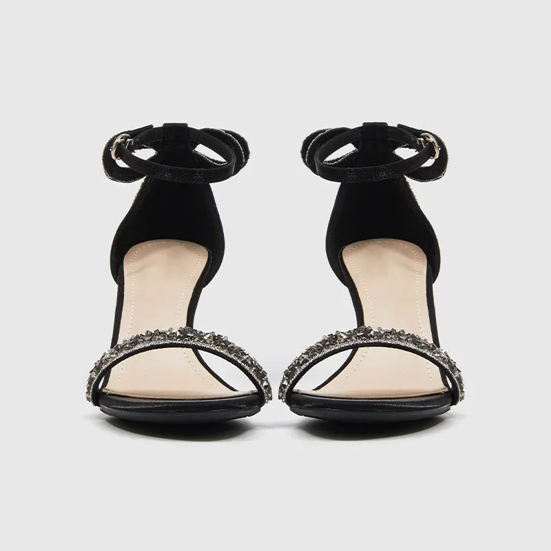 Ankle Strap Thin High Heels Sandals Black