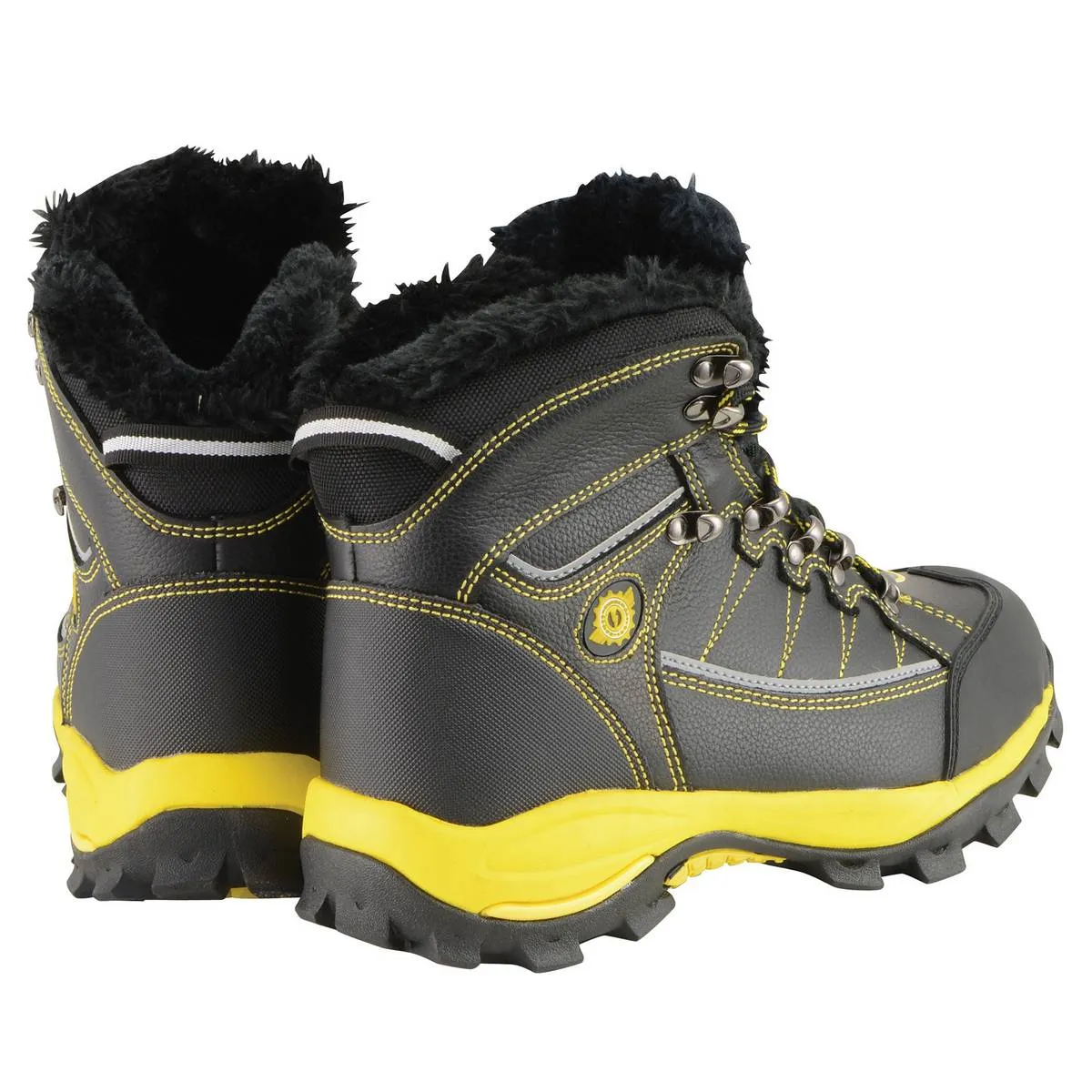 Bazalt MBM9125ST Men's Faux Fur Lined Black with Yellow Water and Frost Proof Boots with Composite-Toe