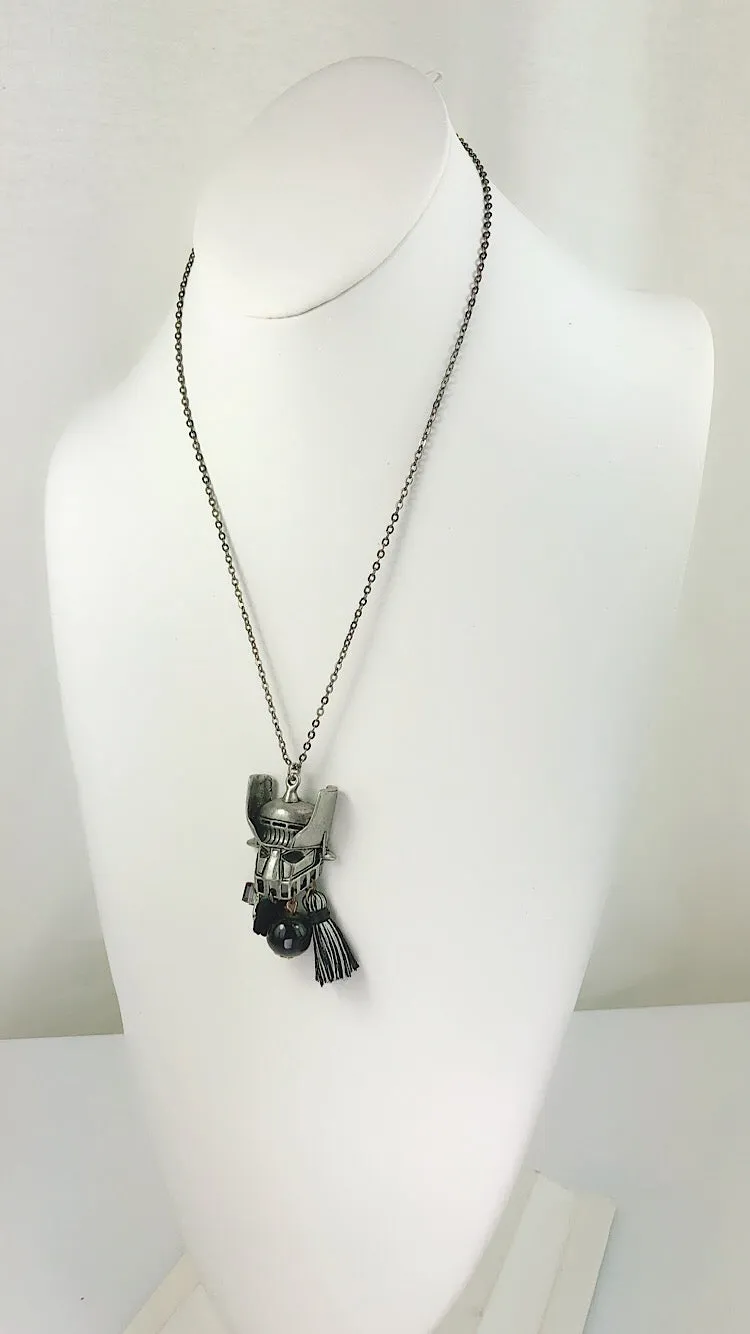 Beatiful Vintage Style Retro Mazinger Z Face Long Necklace