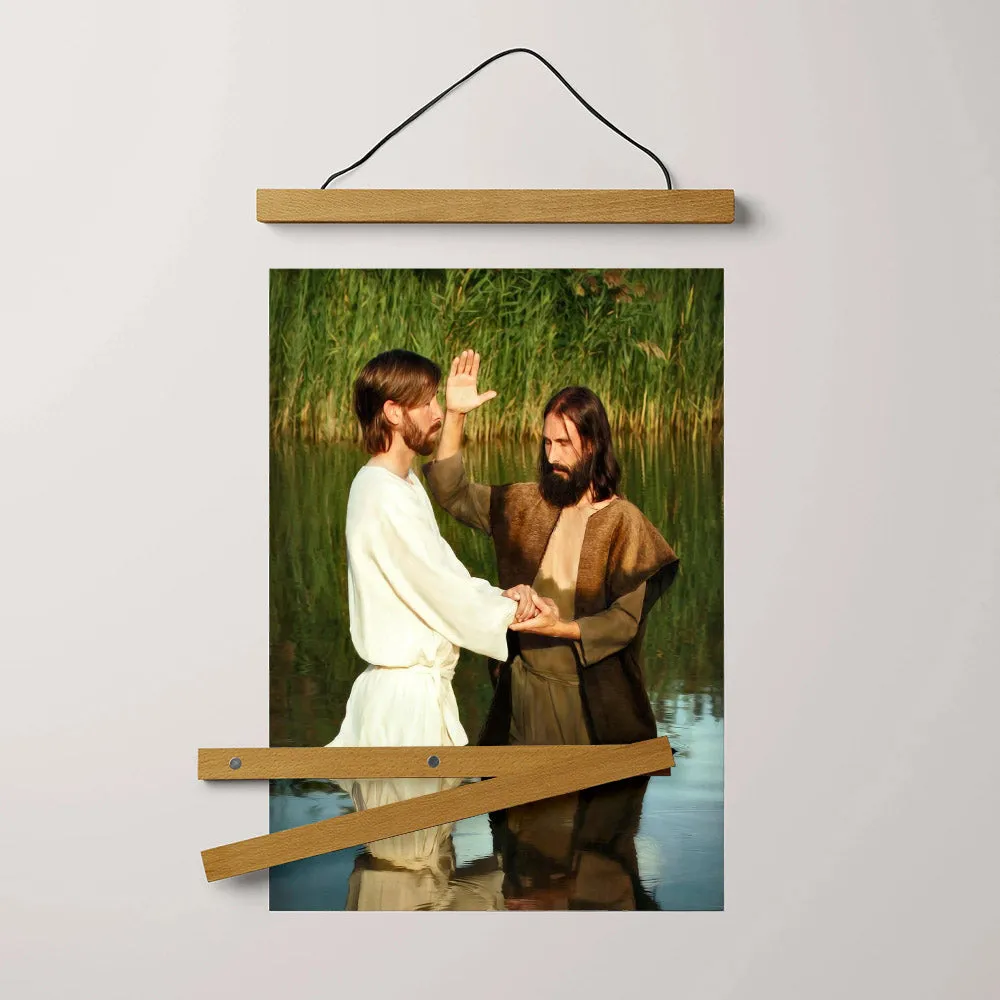 Behold The Lamb Of God Batism Hanging Canvas Wall Art - Christan Wall Decor - Religious Canvas