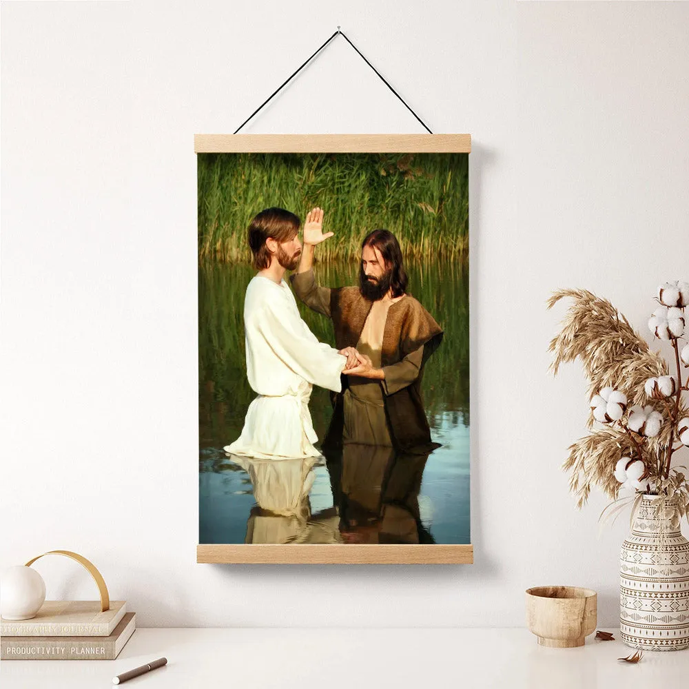 Behold The Lamb Of God Batism Hanging Canvas Wall Art - Christan Wall Decor - Religious Canvas