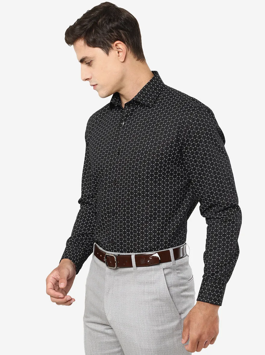 Black Printed Regular Fit Formal Shirt | Greenfibre