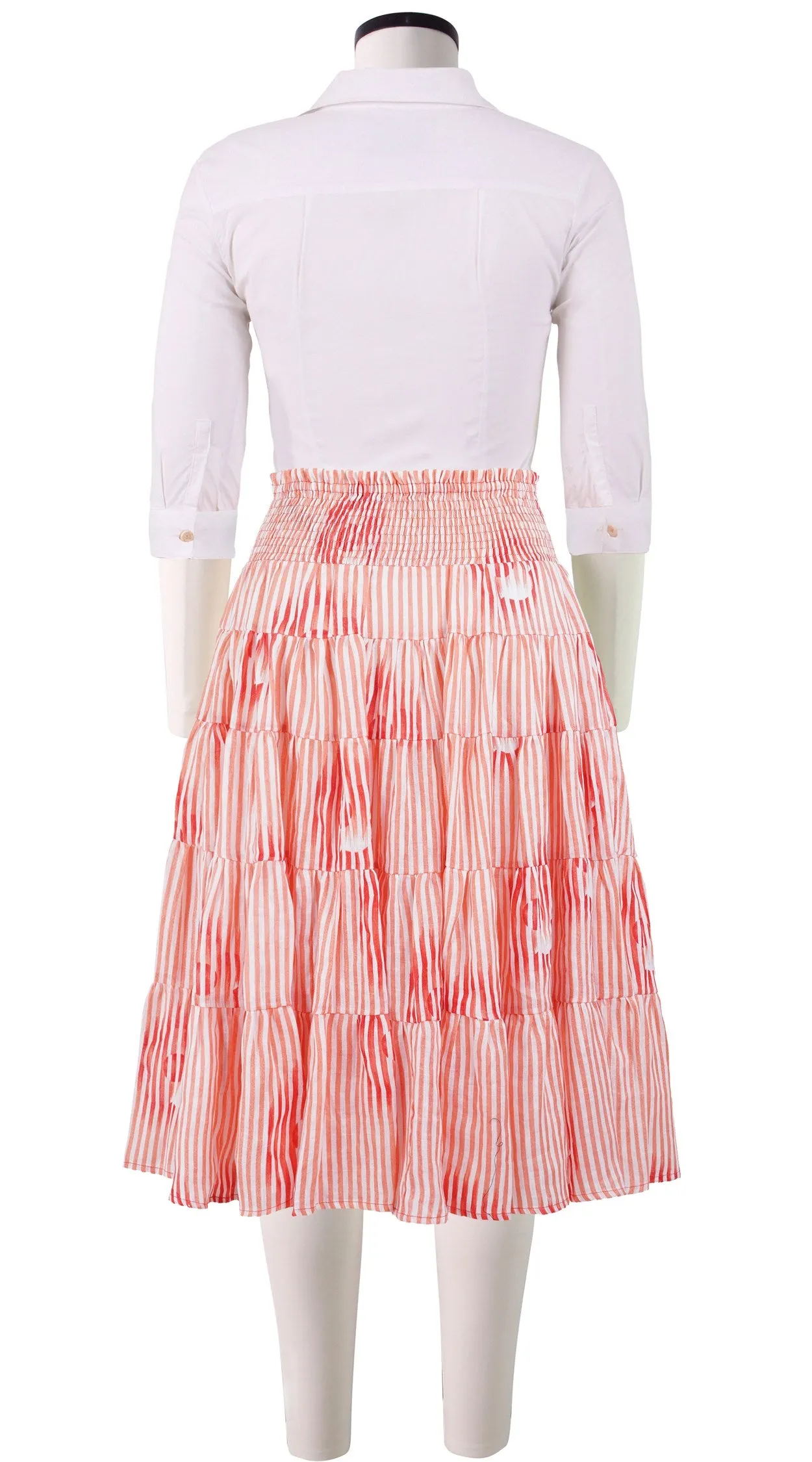 Blake Skirt Long Length Linen (Oxford Stripe)