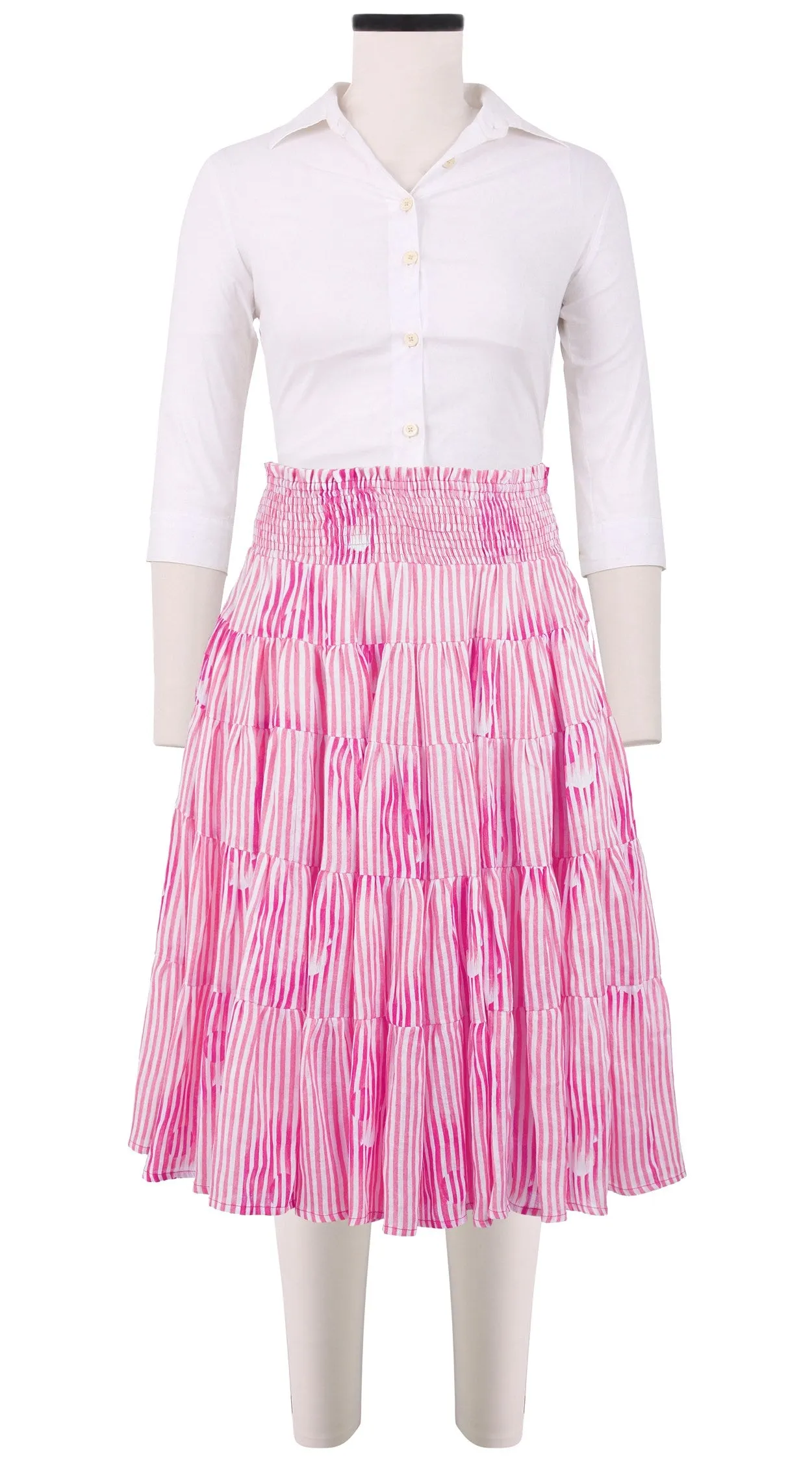 Blake Skirt Long Length Linen (Oxford Stripe)