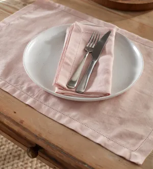 Blush Pink Twill Cotton Linen Placemats - Set of 2