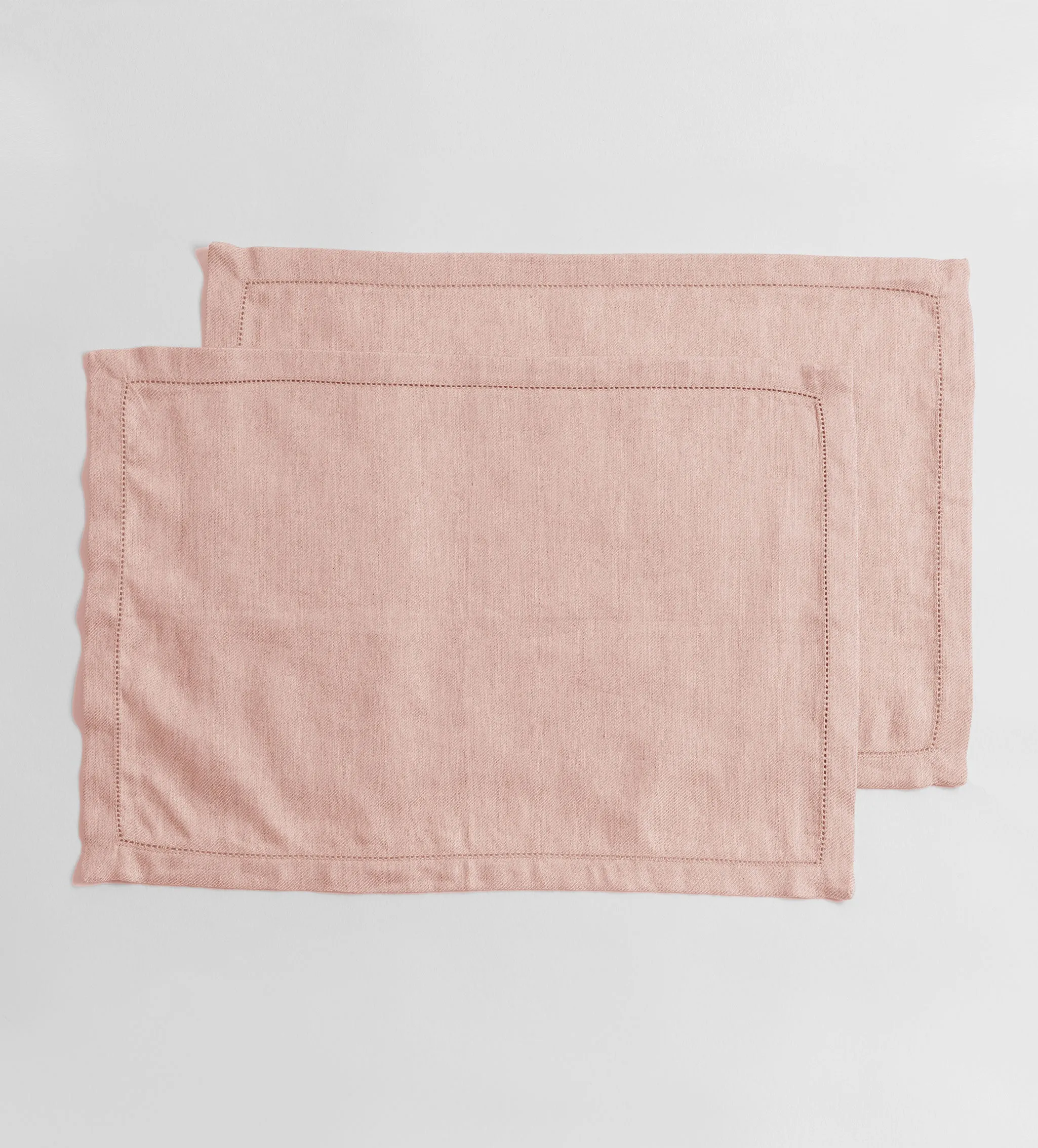 Blush Pink Twill Cotton Linen Placemats - Set of 2