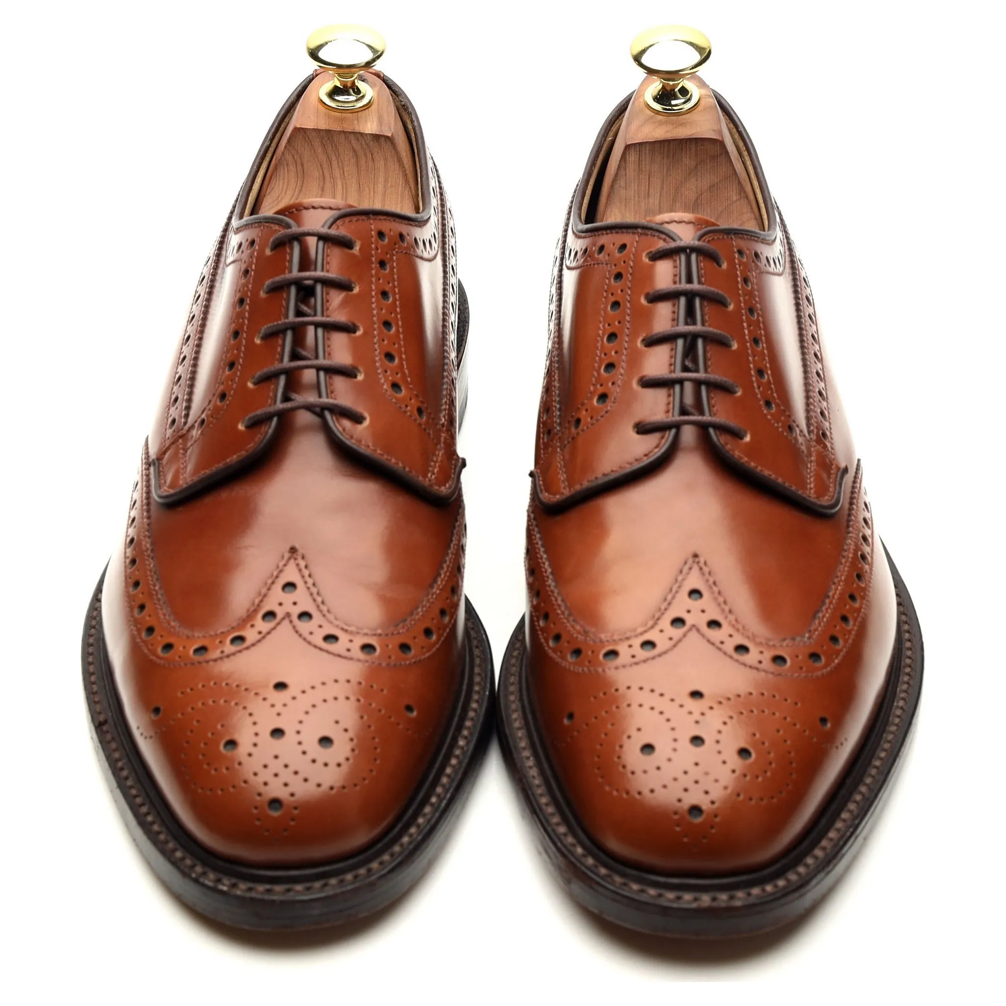 'Braemar' Tan Brown Leather Derby Brogues UK 7 F