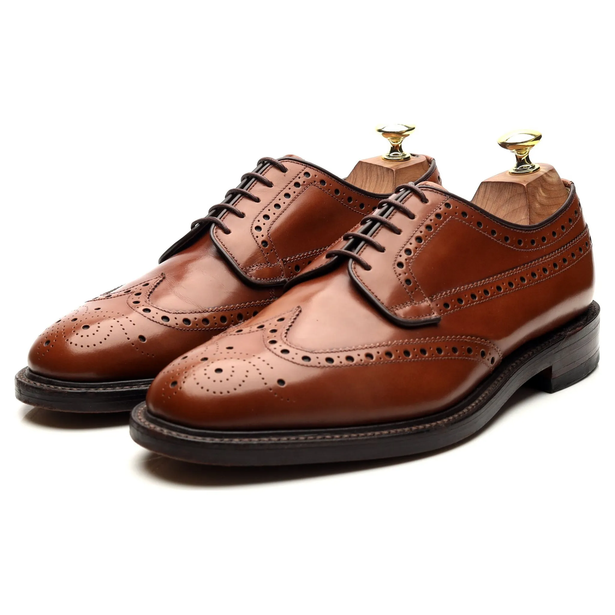 'Braemar' Tan Brown Leather Derby Brogues UK 7 F