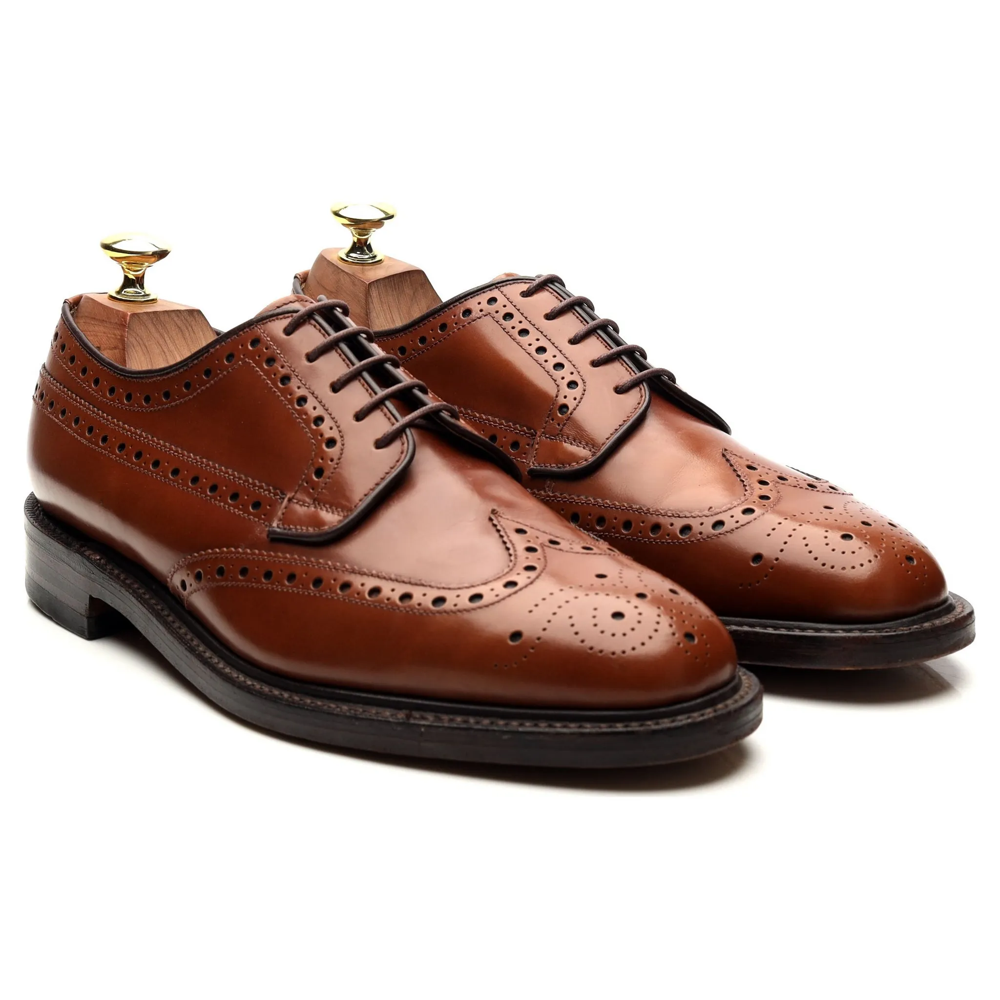 'Braemar' Tan Brown Leather Derby Brogues UK 7 F