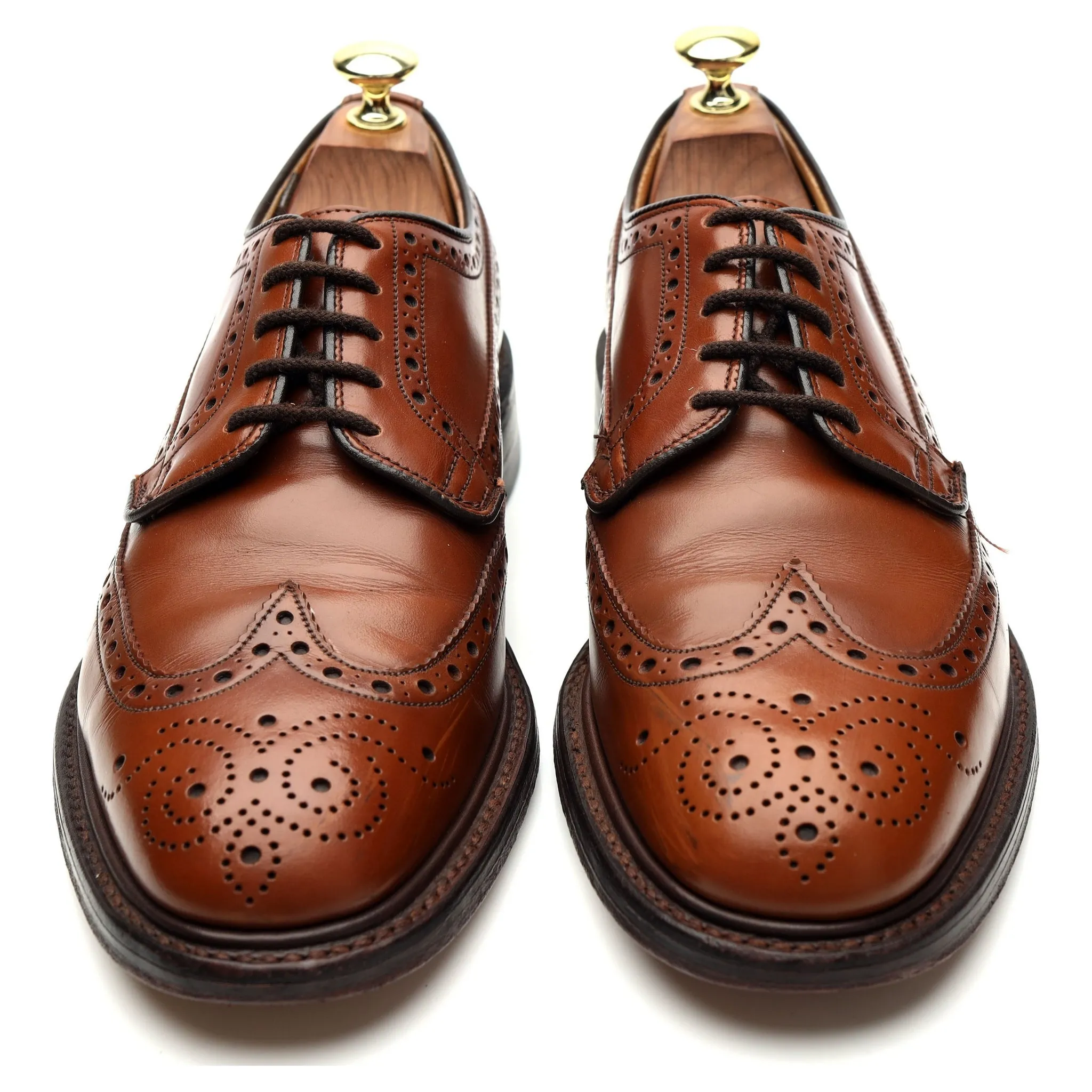 'Braemar' Tan Brown Leather Derby Brogues UK 7.5 EE