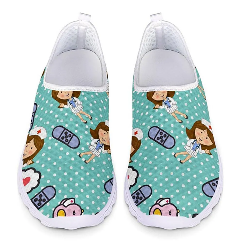 Charming Cartoon Nurse Pattern Sneakers Slip-On Flat Shoes