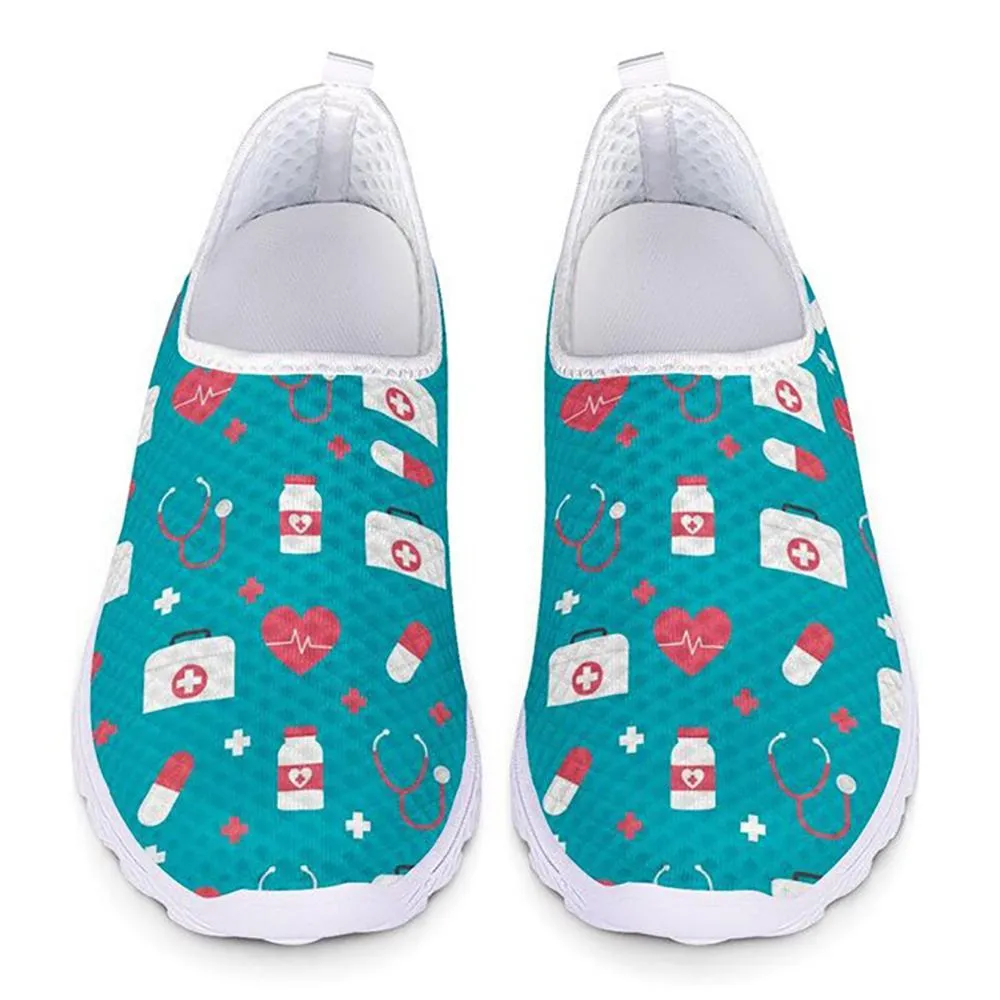 Charming Cartoon Nurse Pattern Sneakers Slip-On Flat Shoes