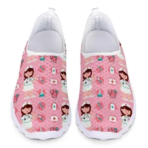 Charming Cartoon Nurse Pattern Sneakers Slip-On Flat Shoes