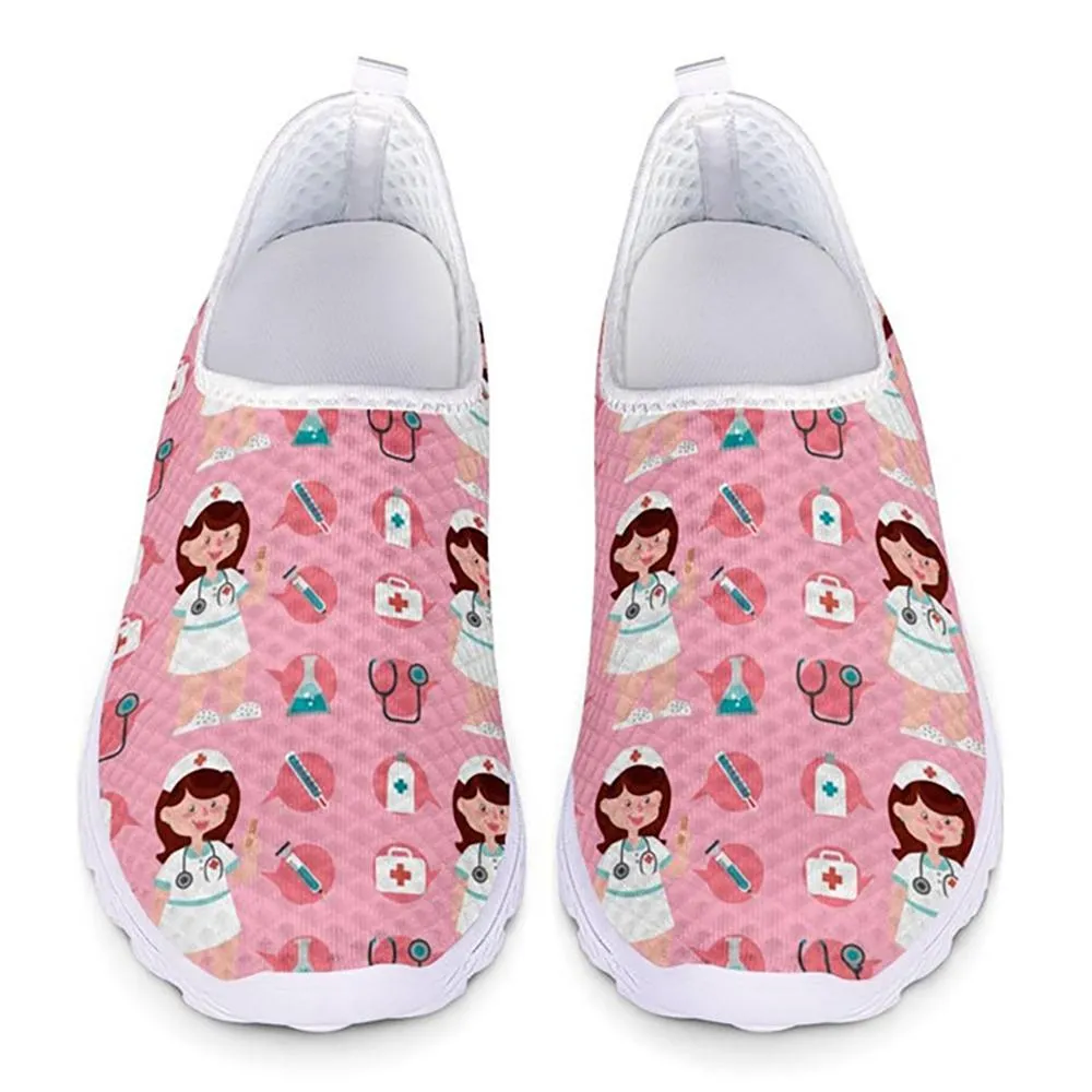 Charming Cartoon Nurse Pattern Sneakers Slip-On Flat Shoes