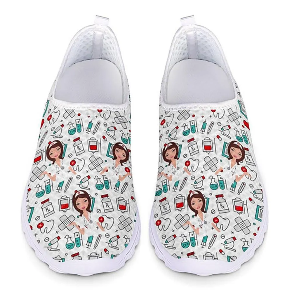 Charming Cartoon Nurse Pattern Sneakers Slip-On Flat Shoes