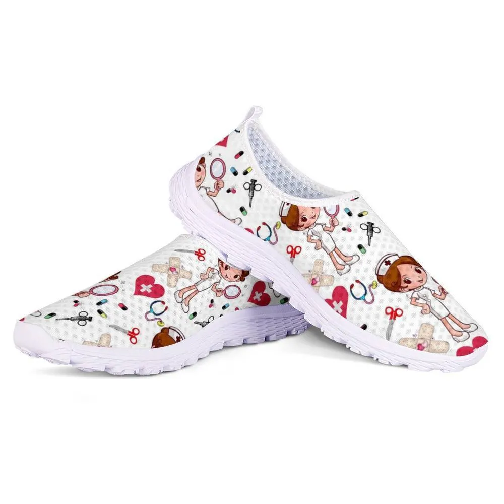 Charming Cartoon Nurse Pattern Sneakers Slip-On Flat Shoes