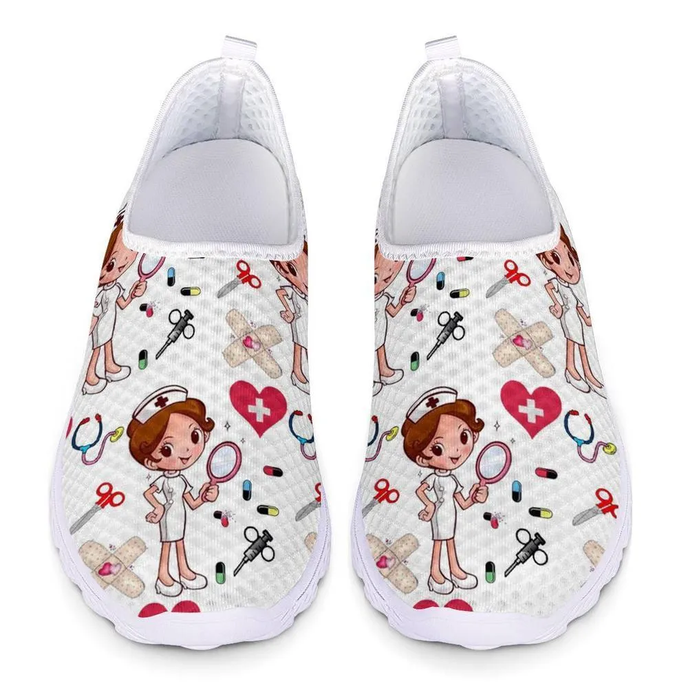 Charming Cartoon Nurse Pattern Sneakers Slip-On Flat Shoes