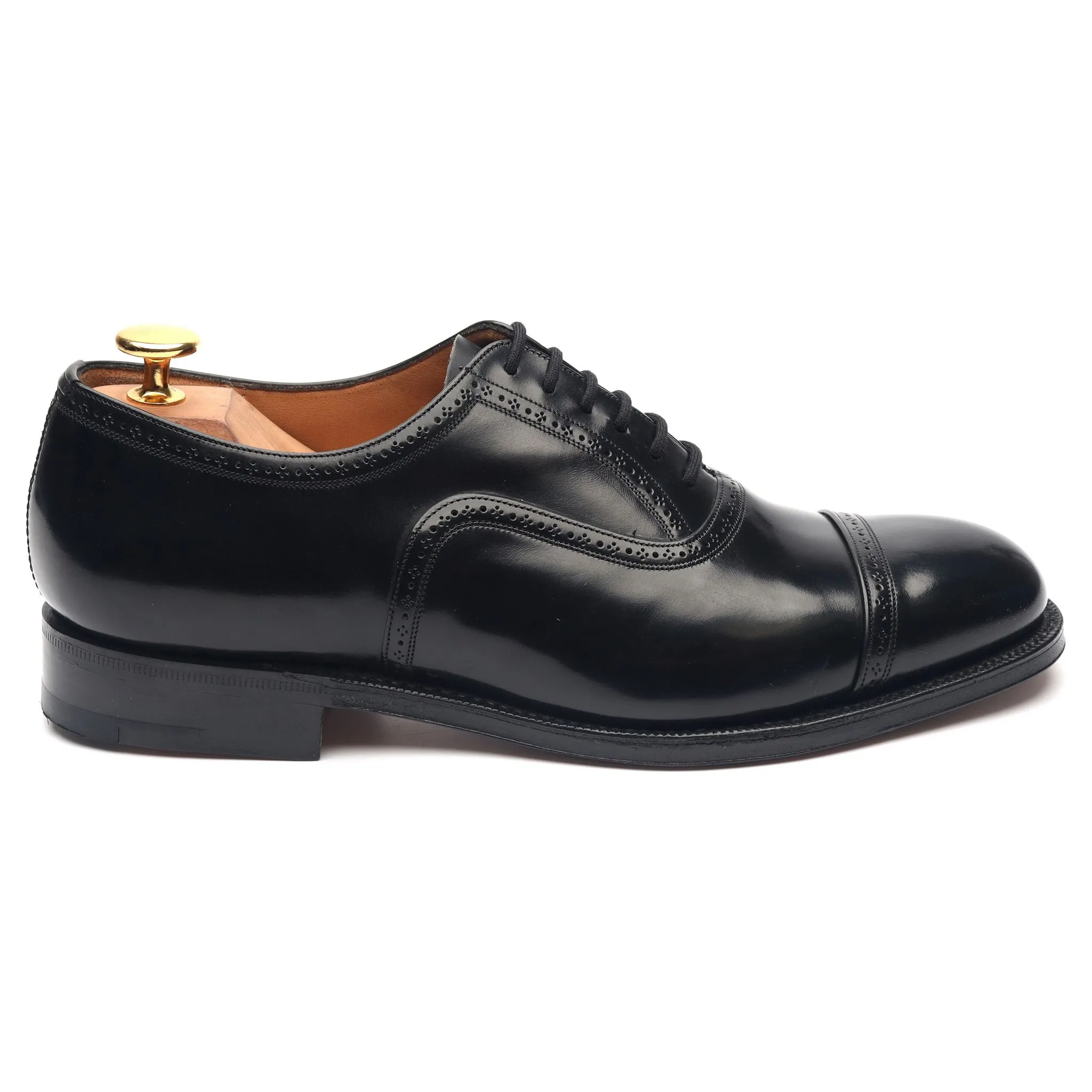 'Charmouth' Black Leather Oxford Semi Brogues UK 6 G