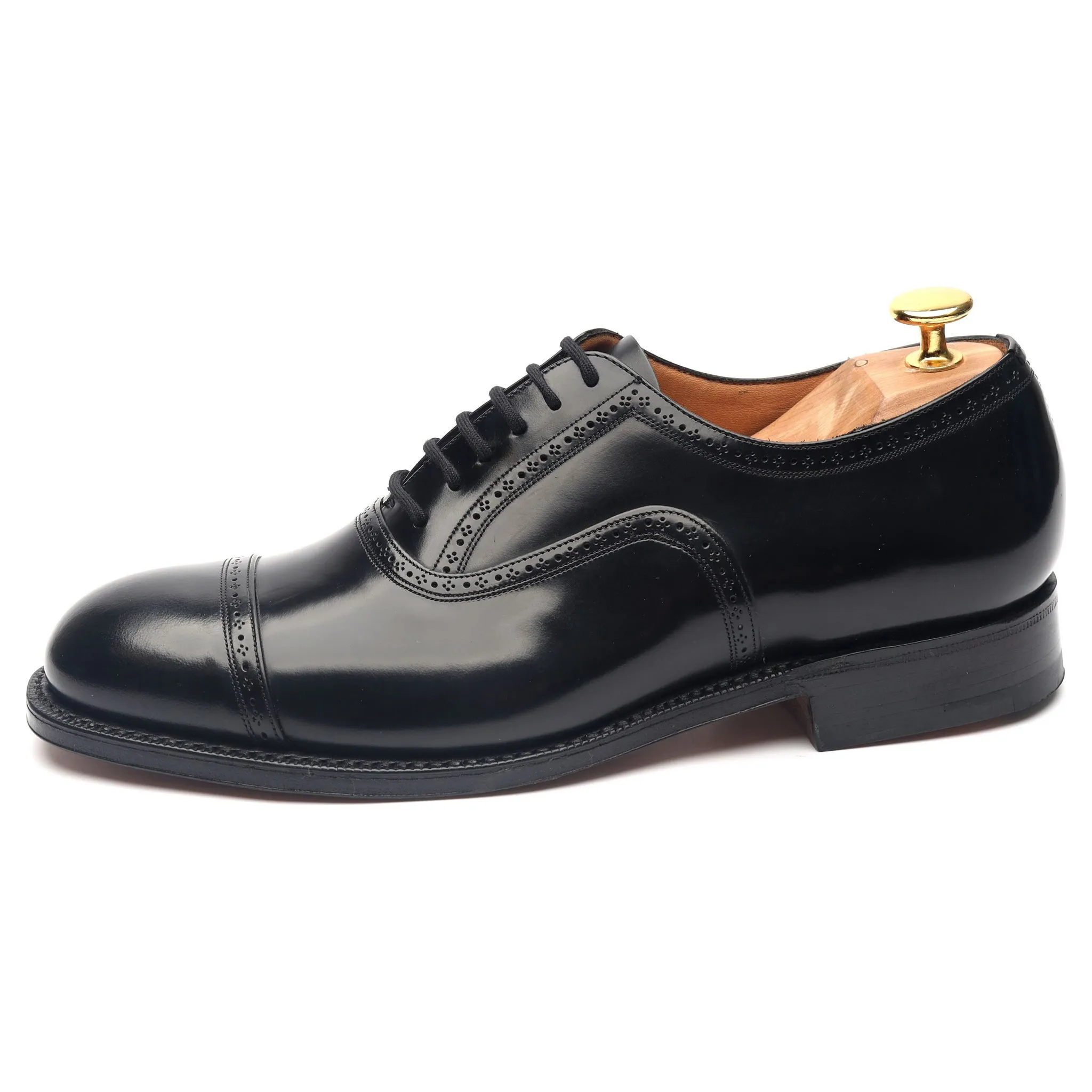 'Charmouth' Black Leather Oxford Semi Brogues UK 6 G