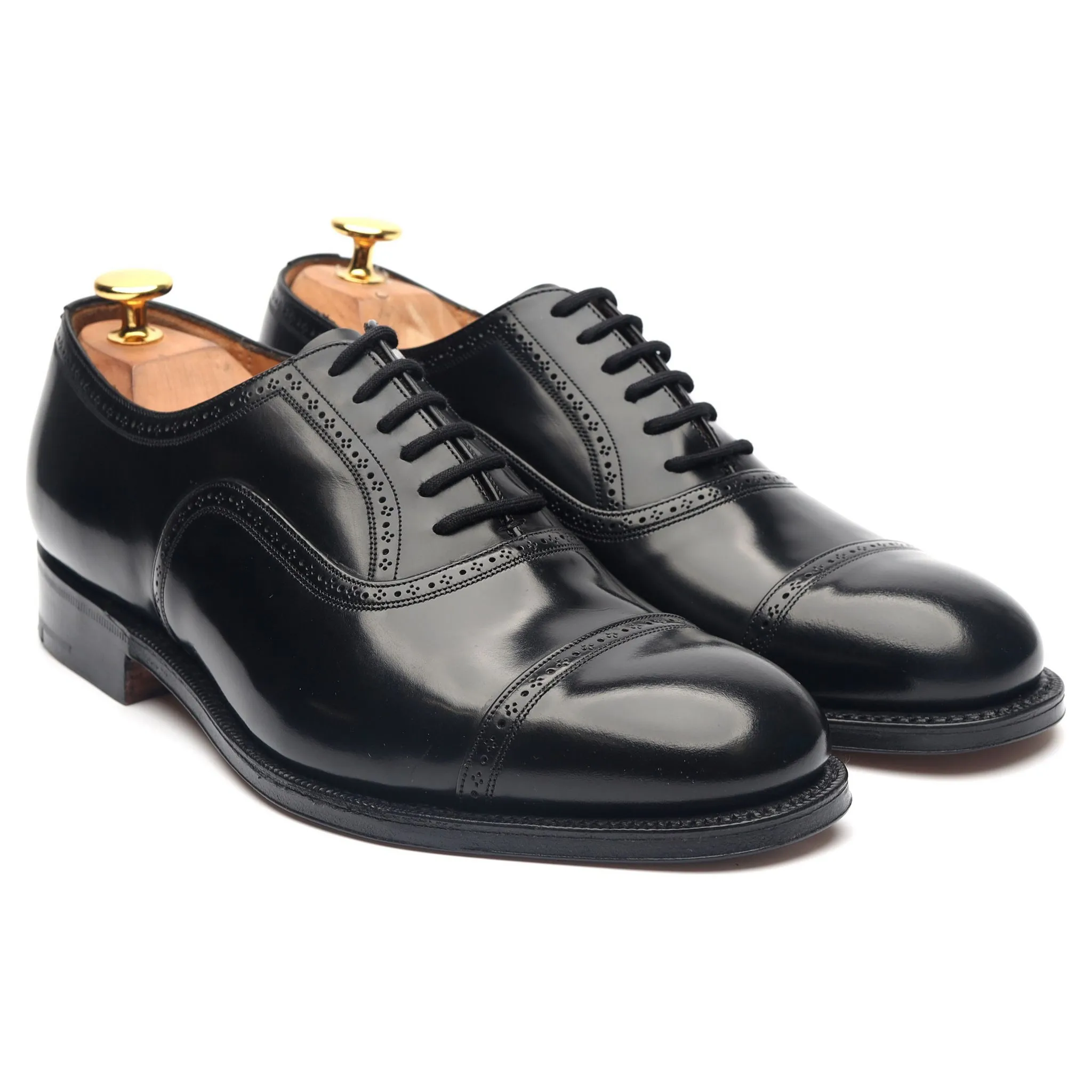 'Charmouth' Black Leather Oxford Semi Brogues UK 6 G