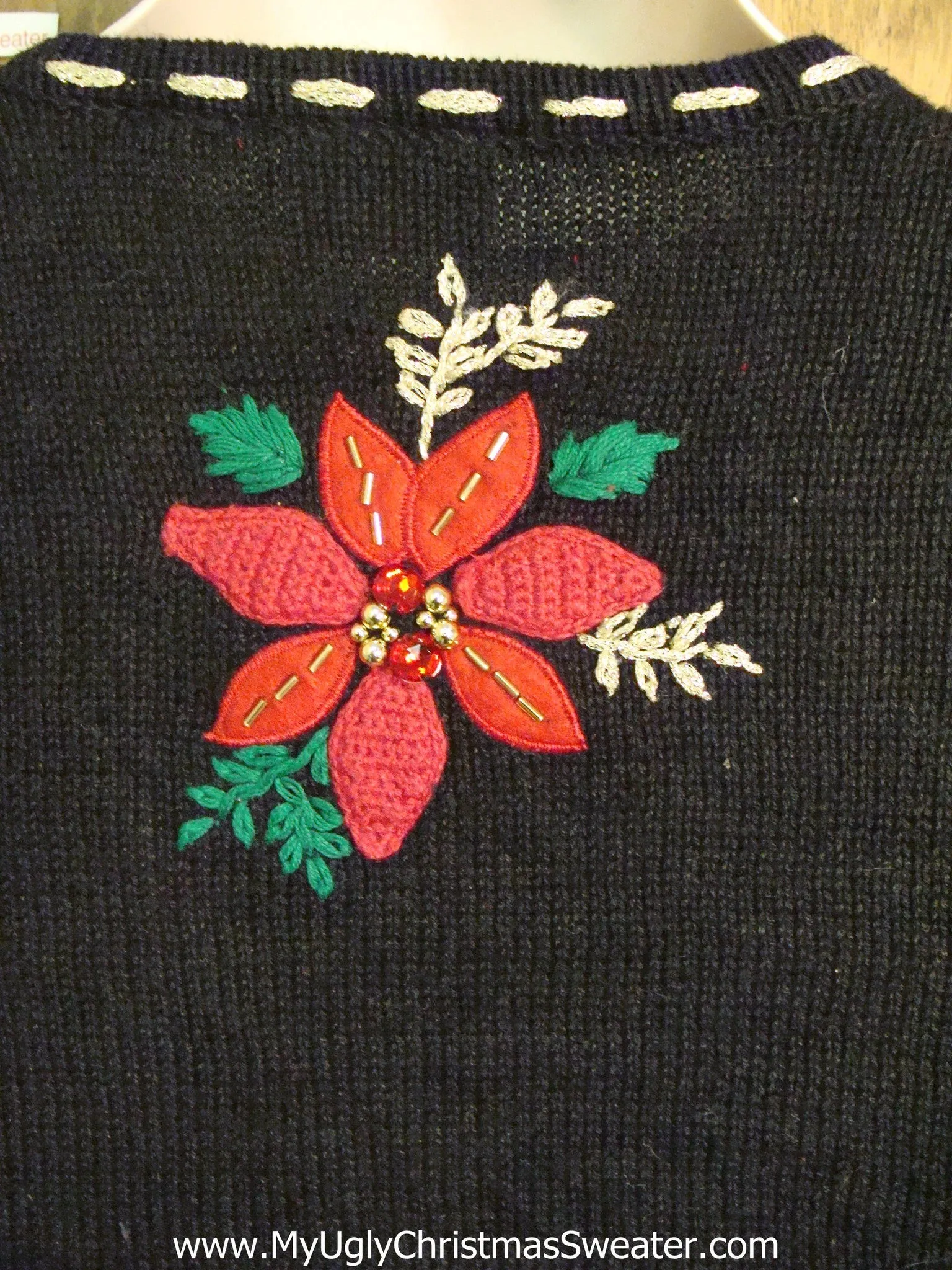 Cheap Poinsettia Themed Cute Xmas Sweater Vest