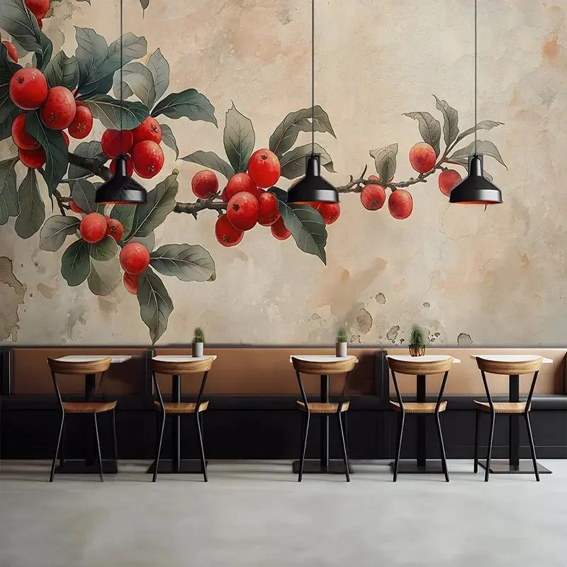 Custom Wallpaper Mural Retro Pomegranate Tree (㎡)