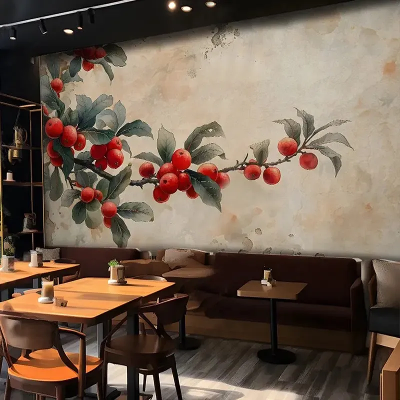 Custom Wallpaper Mural Retro Pomegranate Tree (㎡)