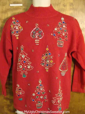 Cute 80s Bling Trees Xmas Sweater