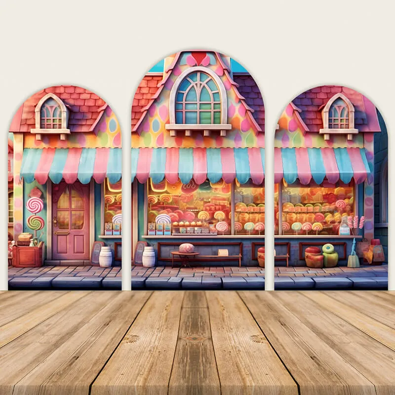 Cute Candy Shop Themed Birthday Party Backdrop