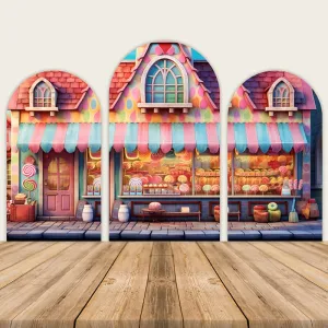 Cute Candy Shop Themed Birthday Party Backdrop