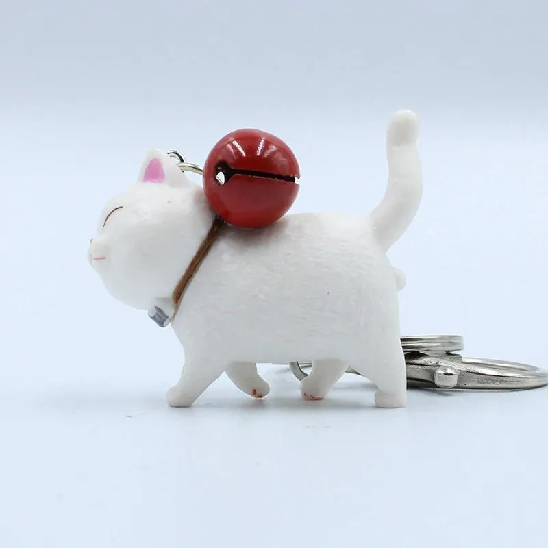 Cute Funny Cat Cartoon with Bell Keychain