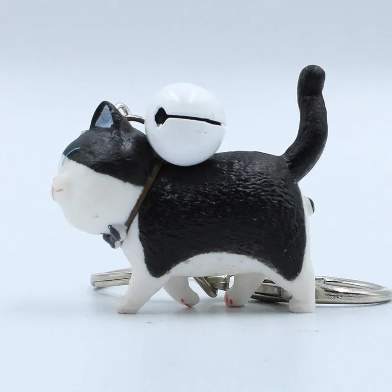 Cute Funny Cat Cartoon with Bell Keychain