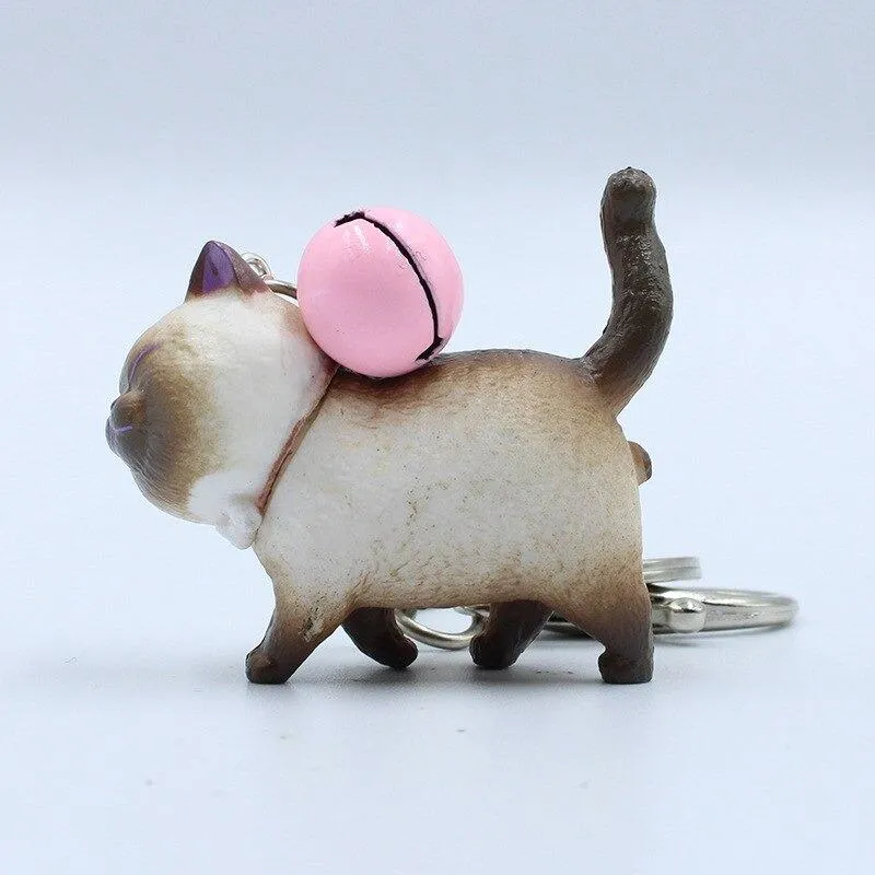 Cute Funny Cat Cartoon with Bell Keychain