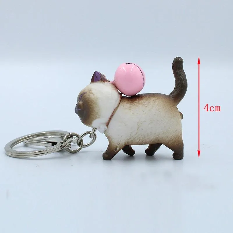 Cute Funny Cat Cartoon with Bell Keychain