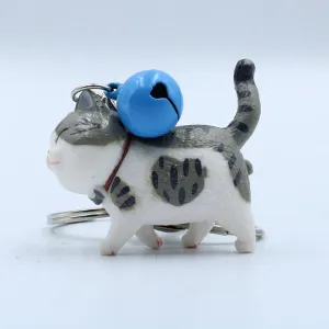 Cute Funny Cat Cartoon with Bell Keychain