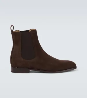 Delsa Manolo Blahnik suede Chelsea boots, brown