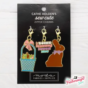 Enamel Charm Zipper Pull by Cathe Holden - EASTER BASKET, BUNNY RABBIT, LOVES ME