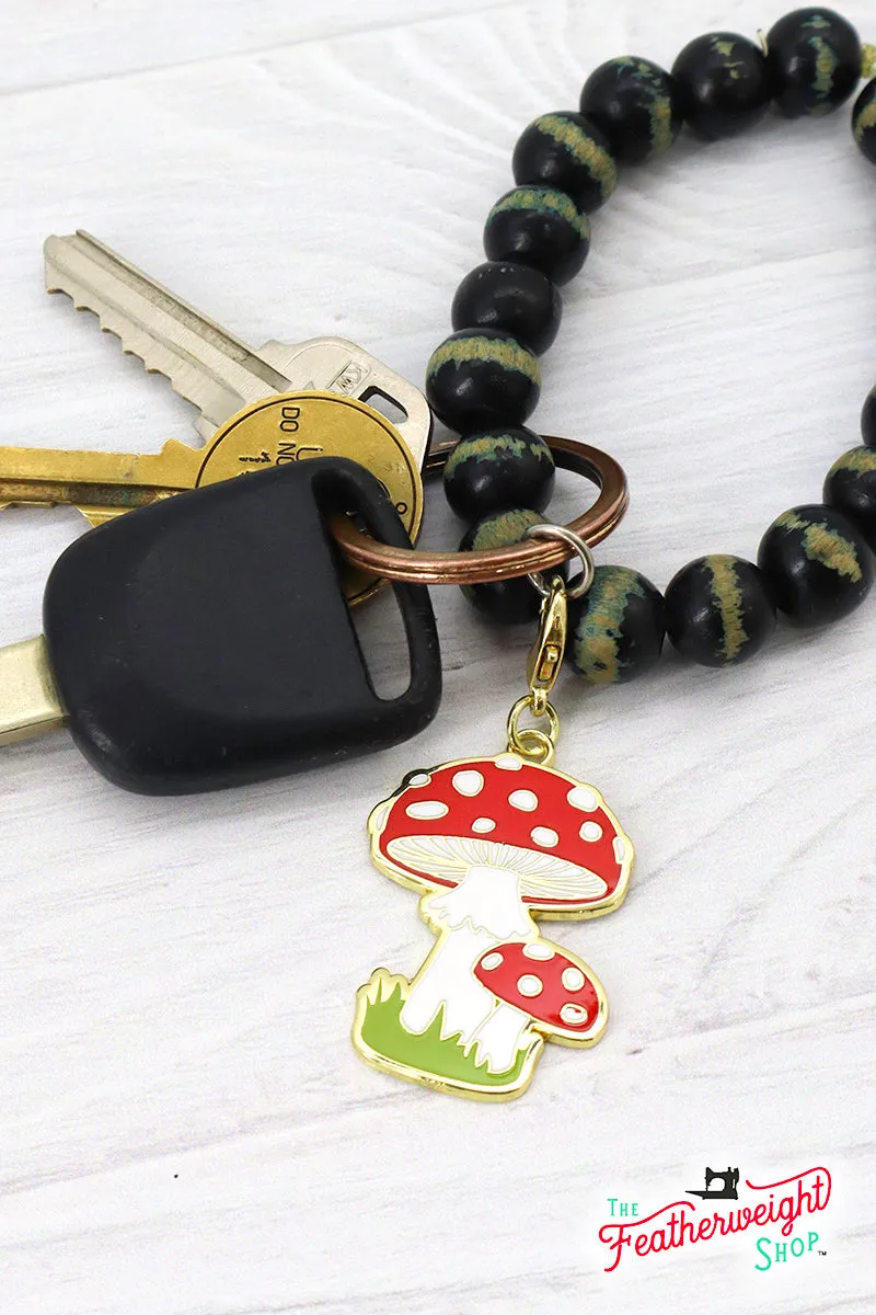 Enamel Charm Zipper Pull by Cathe Holden - GNOME & MUSHROOM