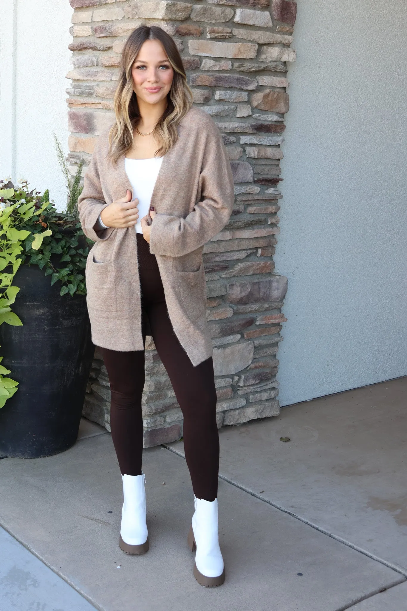 Fleece Lined Leggings: Brown