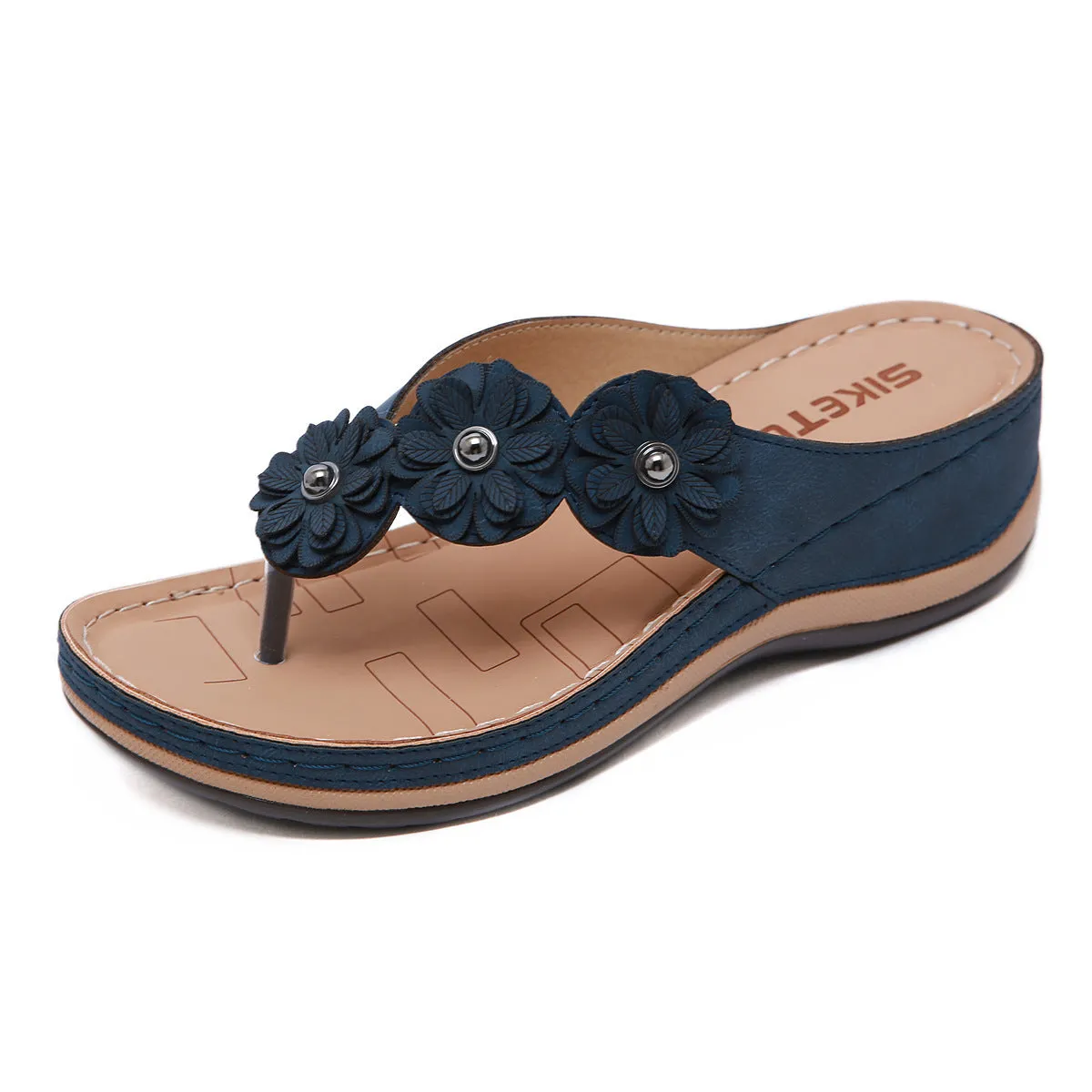 Flowers Sandals Women Retro Style Wedges Shoes Outdoor Beach Shoes Summer